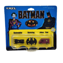 Vintage 1989 Ertl Batman Die Cast Metal Batmobile Batwing Joker Van 2498 - £26.34 GBP