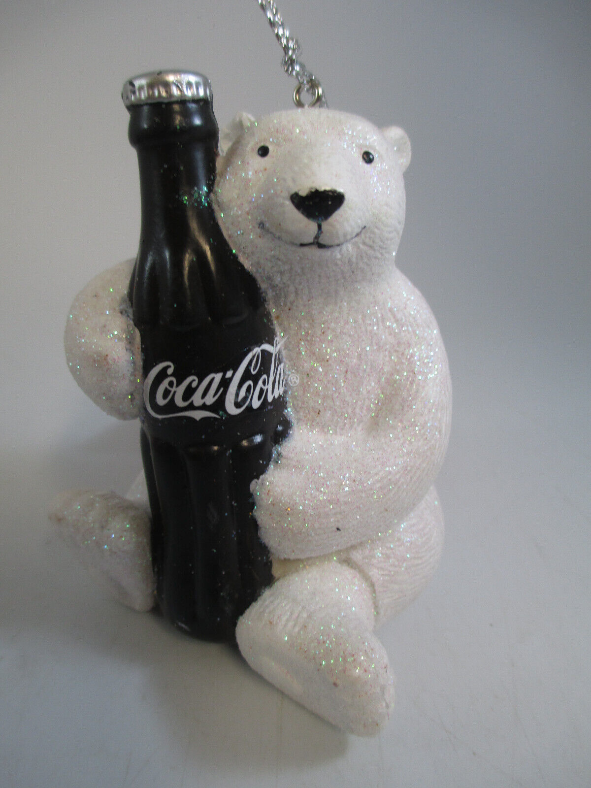 Primary image for Coca-Cola Kurt Adler Sparkle Polar Bear Holding Coke Bottle Christmas Ornament