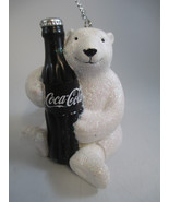 Coca-Cola Kurt Adler Sparkle Polar Bear Holding Coke Bottle Christmas Or... - £8.92 GBP