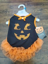 Dog pet halloween costume pumpkin jack o lantern medium new ruffle cute medium - £7.12 GBP