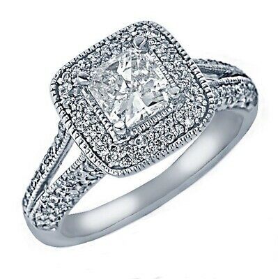 Primary image for 1.60 TCW Radiant Cut Diamond Engagement Vintage Ring 14k White Gold