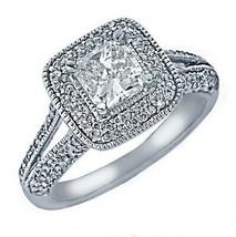1.60 TCW Radiant Cut Diamond Engagement Vintage Ring 14k White Gold - £2,502.18 GBP