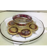 Vintage Mid century MCM Cera Fruit Circles Burgundy  Cera Red and Gold c... - €25,42 EUR
