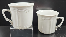 2 Tirschenreuth Baronesse White Mugs Set Vintage Emboss Scallop Cups Ger... - £36.34 GBP