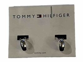Tommy Hilfiger Silver Tone Half Loop Clip On Earrings - Vintage Nos - £13.40 GBP