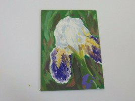 White and Purple Iris - aceo - 2.5&quot;x3.5&quot;  casein painting on Arches Art Board - $14.99