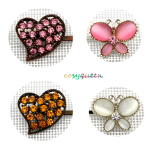 4 Pack Amber Pink White Butterfly Heart Swarovski Element Crystal Bobby Pins - £7,817.63 GBP