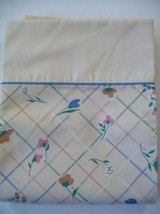 Twin Single Flat Sheet Diamond Floral Tan Pink Green Blue JC Penney NWOT - £7.01 GBP