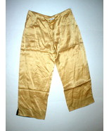 New NWT Designer Natori Gold Silk Pants Womens XS Lounge Sleep Crop Date... - £235.82 GBP