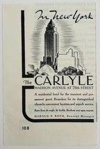 1940 Carlyle Residential Hotel Advertisement Vintage NYC New York Buildi... - $19.99