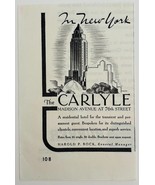1940 Carlyle Residential Hotel Advertisement Vintage NYC New York Buildi... - $368.02 MXN