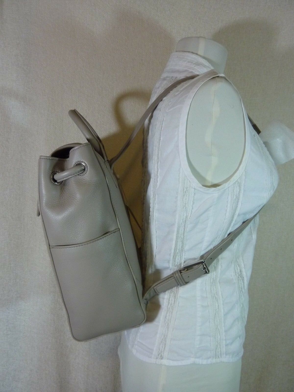 NWT Tory Burch French Gray Leather Britten Backpack + Wallet  $720 Item image 8