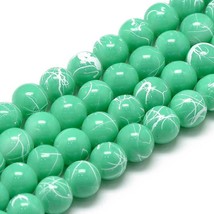 An item in the Crafts category: 50 Graffiti Glass Beads 8mm Aquamarine Green Bulk Jewelry Supplies Speckled