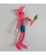 Vintage Rubber Easter Bunny Wearing Suspenders With Carrot 5.5&quot; Bendable... - $5.93