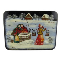 Mstera Russian Hand Painted Lacquer Box 4&quot; Mache Well Winter Scene Fairy... - £30.89 GBP