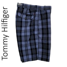 Tommy Hilfiger Blue Plaid Short, Size 29 Waist, Flat Front, 10&quot; Inseam - £19.90 GBP