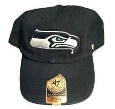 NWT New Seattle Seahawks &#39;47 Brand Franchise OnField Logo Navy Medium Fitted Hat - £18.15 GBP