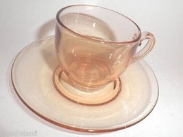 Vintage Amber Fostoria Expresso Demitasse Depression Glass  Cup &amp; Saucer Mint - £12.48 GBP