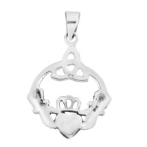 White Heart Mother of pearl shell Celtic Claddagh Silver Pendant - £14.63 GBP