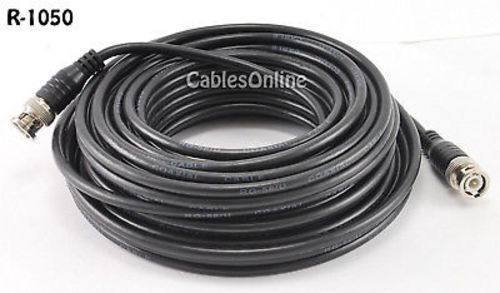 50Ft. Rg58 Coaxial Cable W/ Bnc Male Connectors, Black