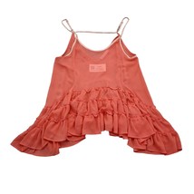 Paper Crane Shirt Womens L Orange Sleeveless Scoop Neck Adjustable Strap Sheer - $19.68