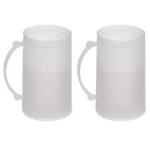 2 Double Wall Freezer Frosty Mugs 14Oz Cold Beer Stein Chilled Frozen Dr... - $47.99