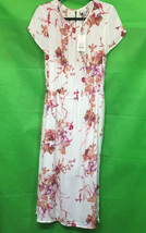 A New Day Dress Cinched Waist Semi-Sheer Crew Neck White Floral Womens X... - $22.99