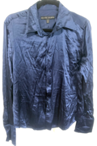Ralph Lauren Dark Blue 14 SILK Long Sleeve Womens Button Down Shirt Blouse - $14.85