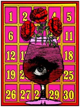 1978 Monthly calendar, glass, roses and eyes quality Poster.Decorative Art. - $16.20+