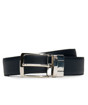 Dress belt men on vegan leather black full grain reversible buckle sleek metal - £40.28 GBP