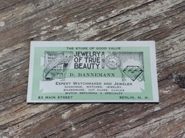 Old BERLIN NEW HAMPSHIRE Ink Blotter Small D. DANNEMANN Watchmaker Jeweler - $9.49