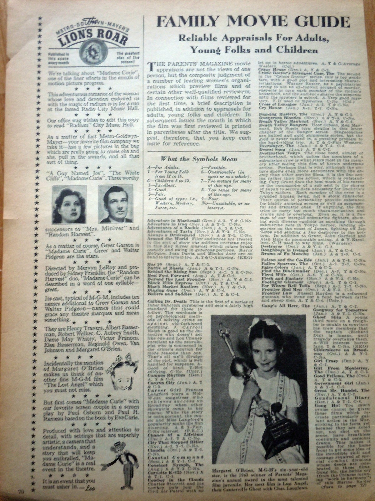 Family Movie Guide Print Magazine Advertisement 1943 - $3.99