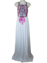 Mara Hoffman Embroidered Maxi Dress Womens S White Beach Boho Halter Beaded - £231.94 GBP