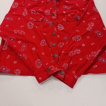 Boston Proper Women's Red Paisley Button Front Denim Jacket Pockets Chest 44 image 15