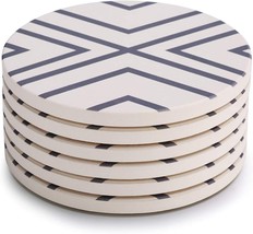 Lifver Coasters For Drinks, Absorbent Coaster Set Of 6 With Cork Base,, Line - £30.93 GBP