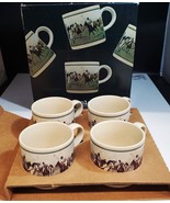Vintage Ralph Lauren Polo Coffee Mugs Cups Set Of 4 Series Polo Match Sc... - £35.61 GBP
