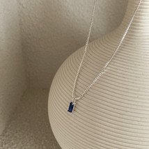 Retro Aloofness Style Necklace Special-Interest Design Beautiful Square Blue Cho - $9.99