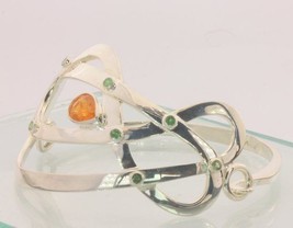 Celtic Knot 61 mm Bangle Bracelet Fanta Garnet Tsavorite Garnets Silver 7.5 inch - £232.44 GBP