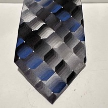 Van Heusen 100% Silk Neck Tie Blue Gray Black White Plaid Men Necktie 57... - $16.70