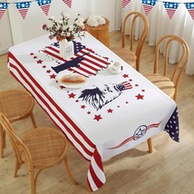 4th of July Tablecloth 60 x 84 Inch Rectangle Patriotic Tablecloths Washable Spi - £32.05 GBP