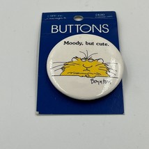 Vintage Sandra Boynton Grouchy Cat &quot;Moody but Cute&quot; Pin Button on Card - £14.22 GBP