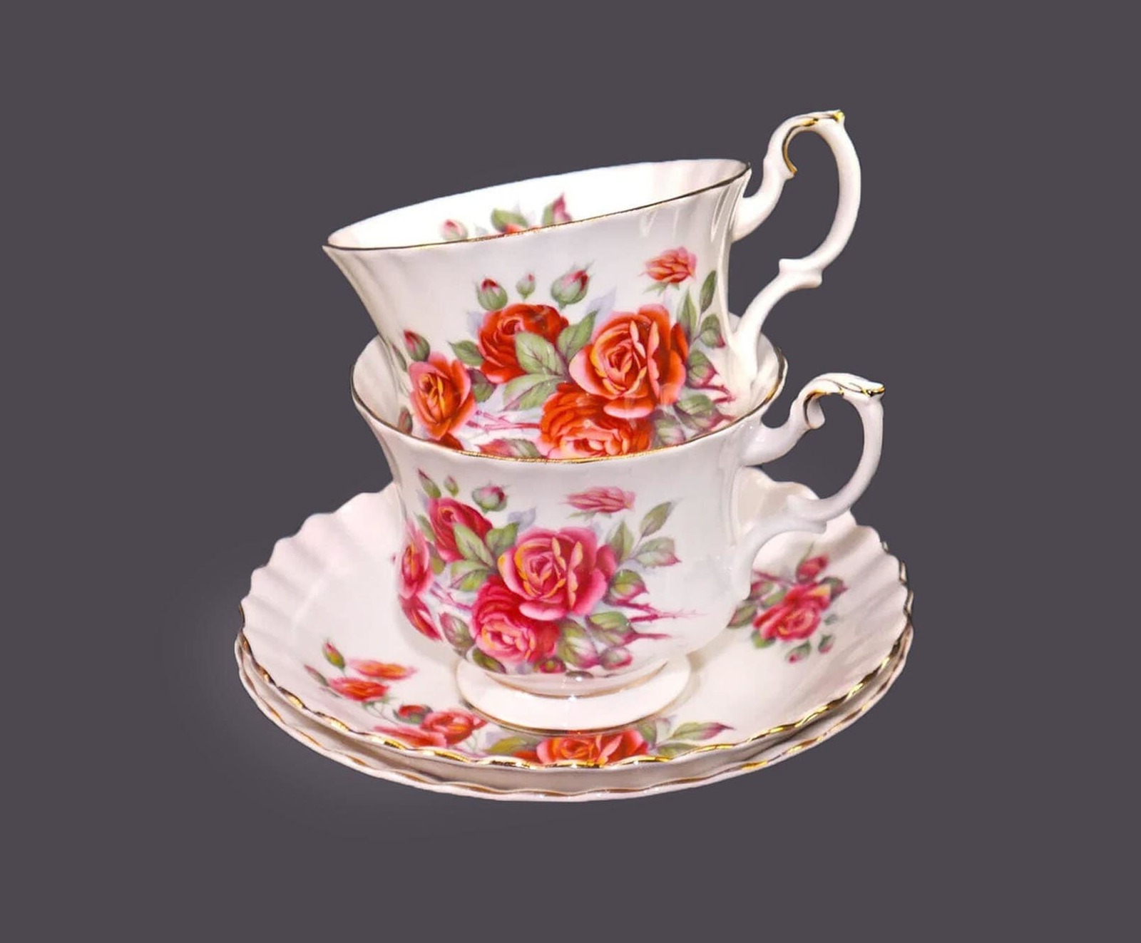 Pair of Royal Albert Centennial Rose cup and saucer sets made in England. - $66.54