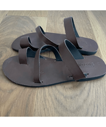 Antoine Collection Brown Leather Greek Toe Loop Slide Sandals 43 10 - $55.55 CAD