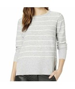 NWT NYDJ Women&#39;s Long Sleeve Crew Neck Sweater Heather Grey Stripe Size XS - £18.47 GBP