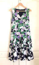 Talbots Women Dress 6 Purple Green Black Faux Wrap Sleeveless Pleated Fi... - £54.50 GBP