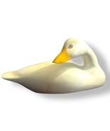 Beautiful Vintage White Wooden Duck Decoy Hand Carved Glass Eye 11” - $950.15 MXN