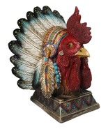 Native American Indian Rooster Chicken Chief With Roach Headdress Figurine - $54.69 CAD