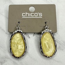 Chico&#39;s Moonstone Shine Silver Tone Dangle Earrings Pierced Pair - £10.89 GBP