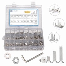 1080Pcs M2 M3 M4 M5 Screw Assortment, Metric Flat Countersunk Head, Full... - £27.04 GBP