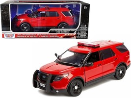 2015 Ford Police Interceptor Utility &quot;Fire Marshal&quot; Plain Red 1/18 Diecast Mode - £61.67 GBP